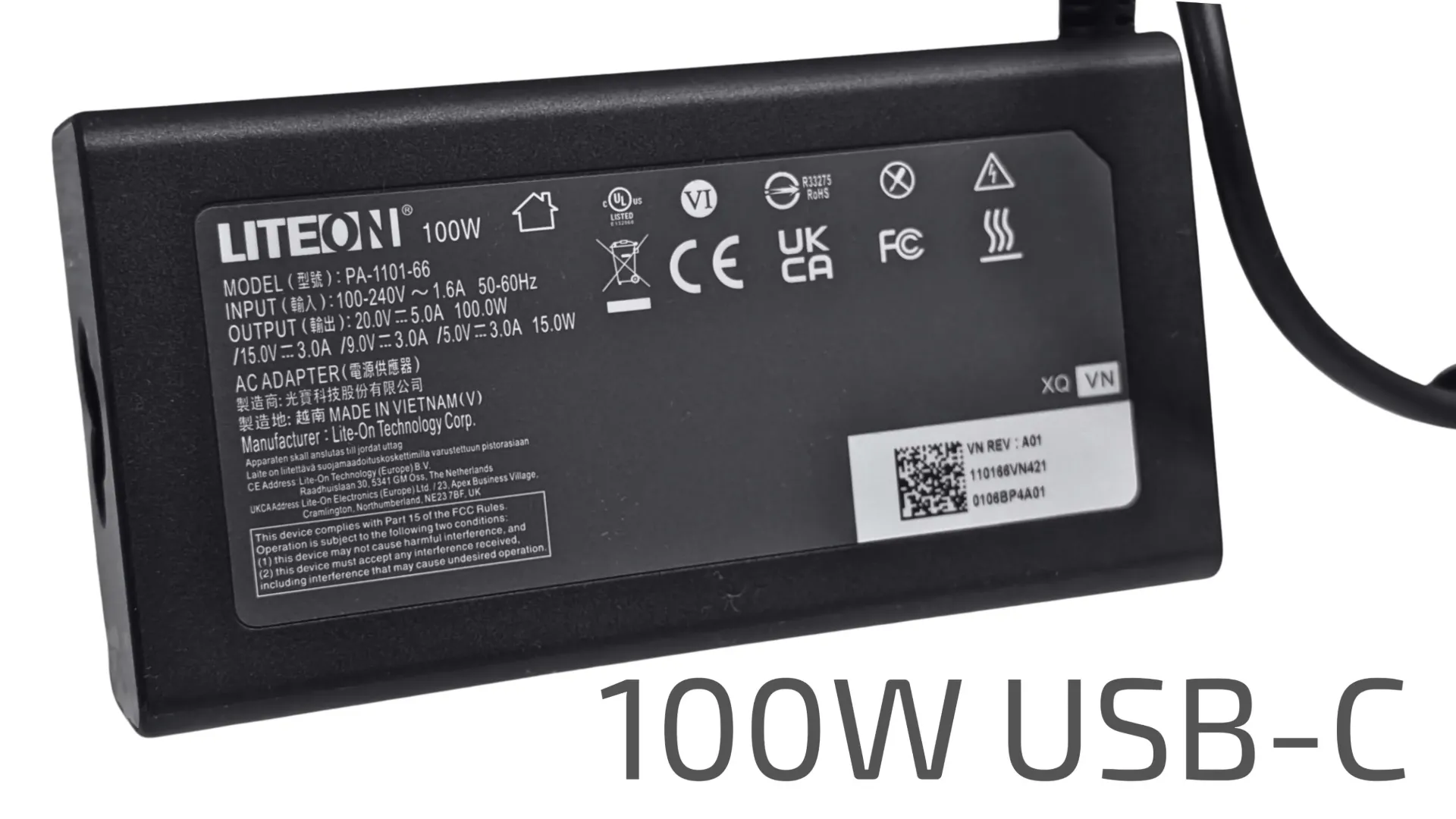 [CC1C] Liteon 100W USB-C, 5A, PD ( 35pcs CTN)