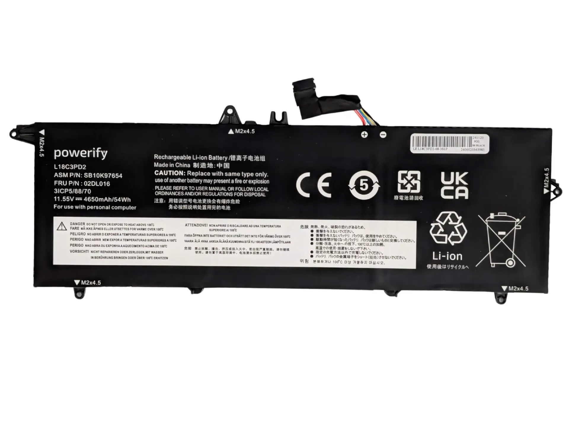 ThinkPad T14s Gen 1 T490s T495s, 11.5V, 54Wh, L18C3PD2