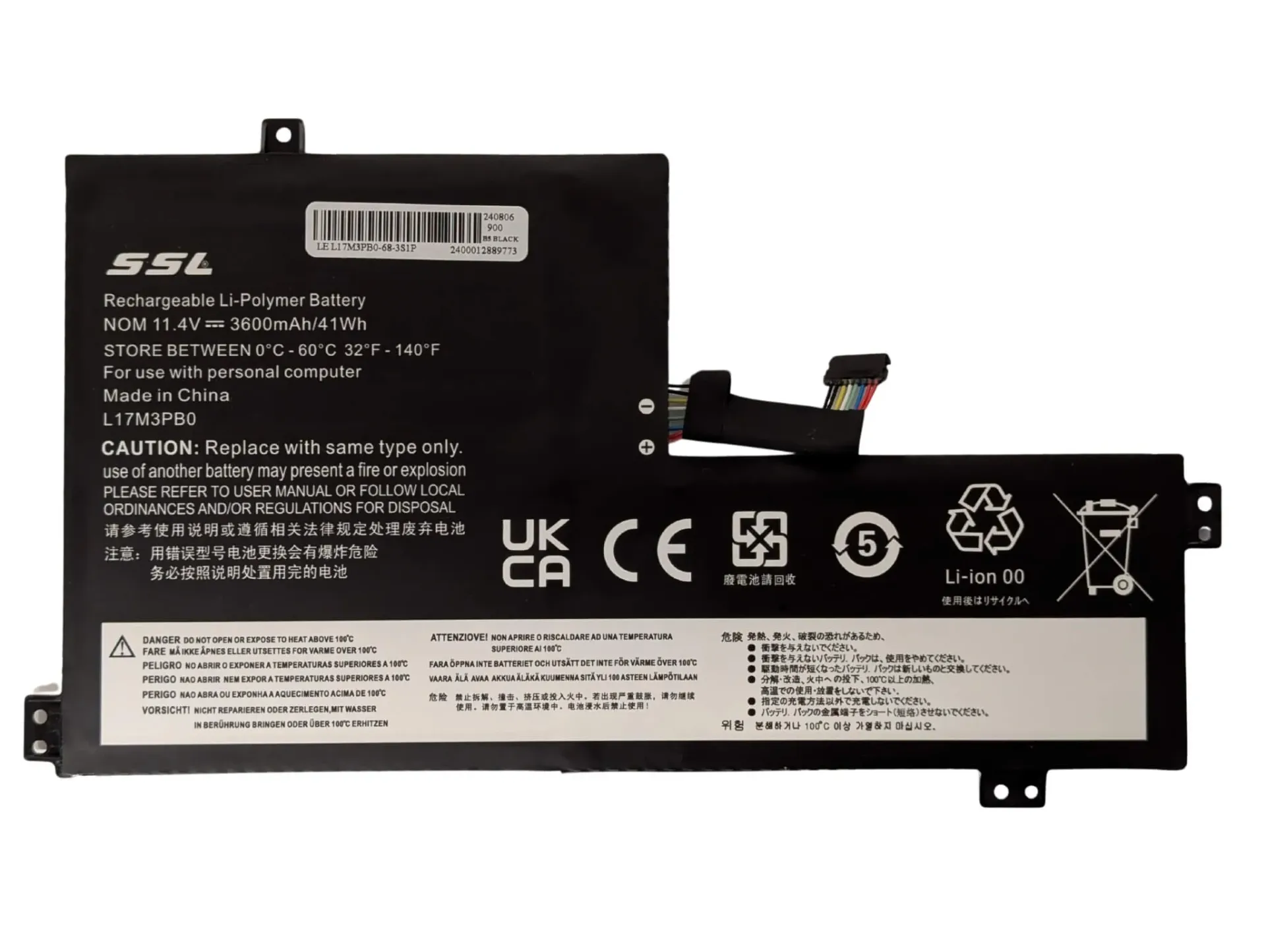 ChromeBook 100E 300E 500E, 11.4V, 42Wh, L17M3PB0