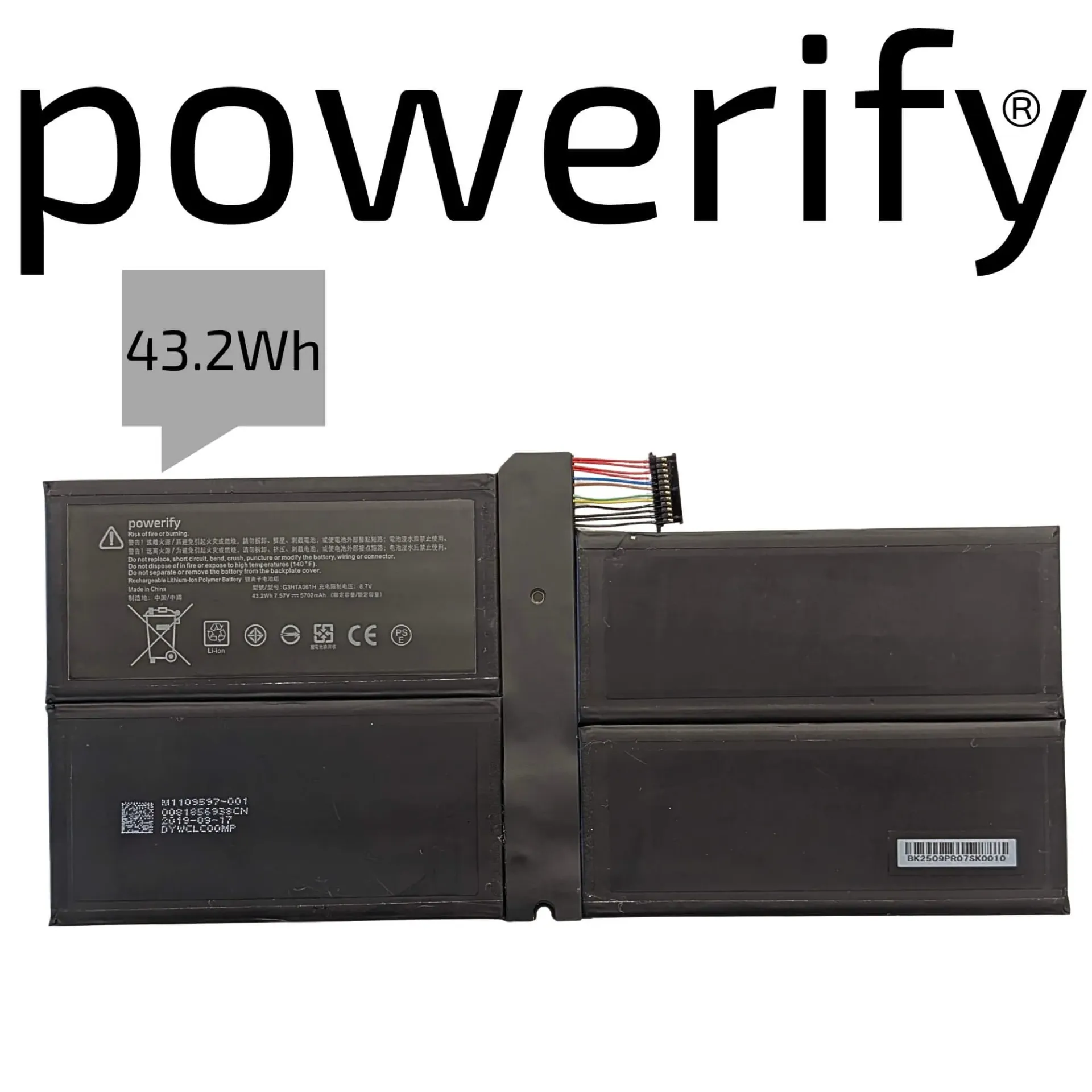 Microsoft Surface Pro 7 1866 Battery, 7.57V, 43.2Wh